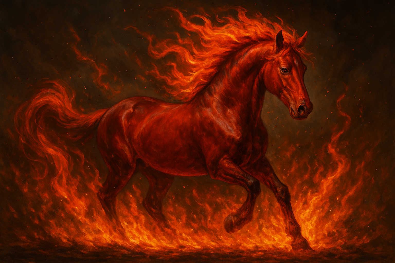 красная огненная лошадь